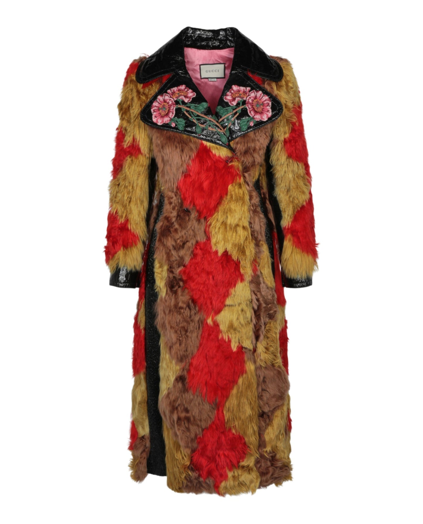 Gucci Embroidered Floral Fur Coat