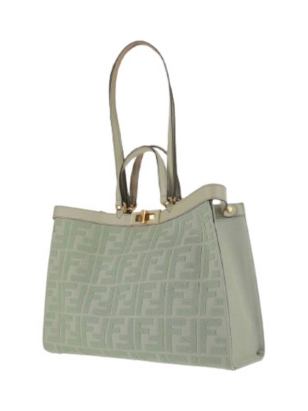 Luxury Fendi Logo Pattern Medium Canvas Tote Bag Green