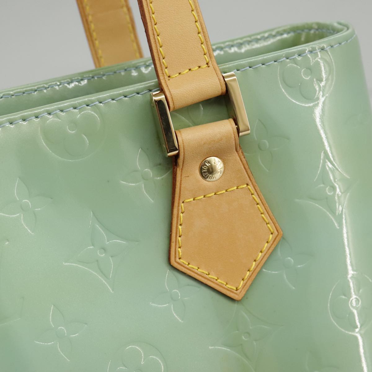LOUIS VUITTON Monogram Vernis Houston Hand Bag Baby Blue M91005 LV 97842