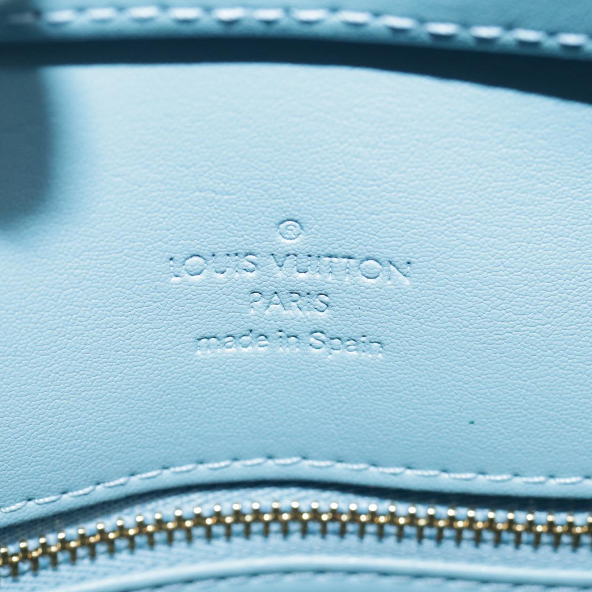 LOUIS VUITTON Monogram Vernis Houston Hand Bag Baby Blue M91005 LV 97842