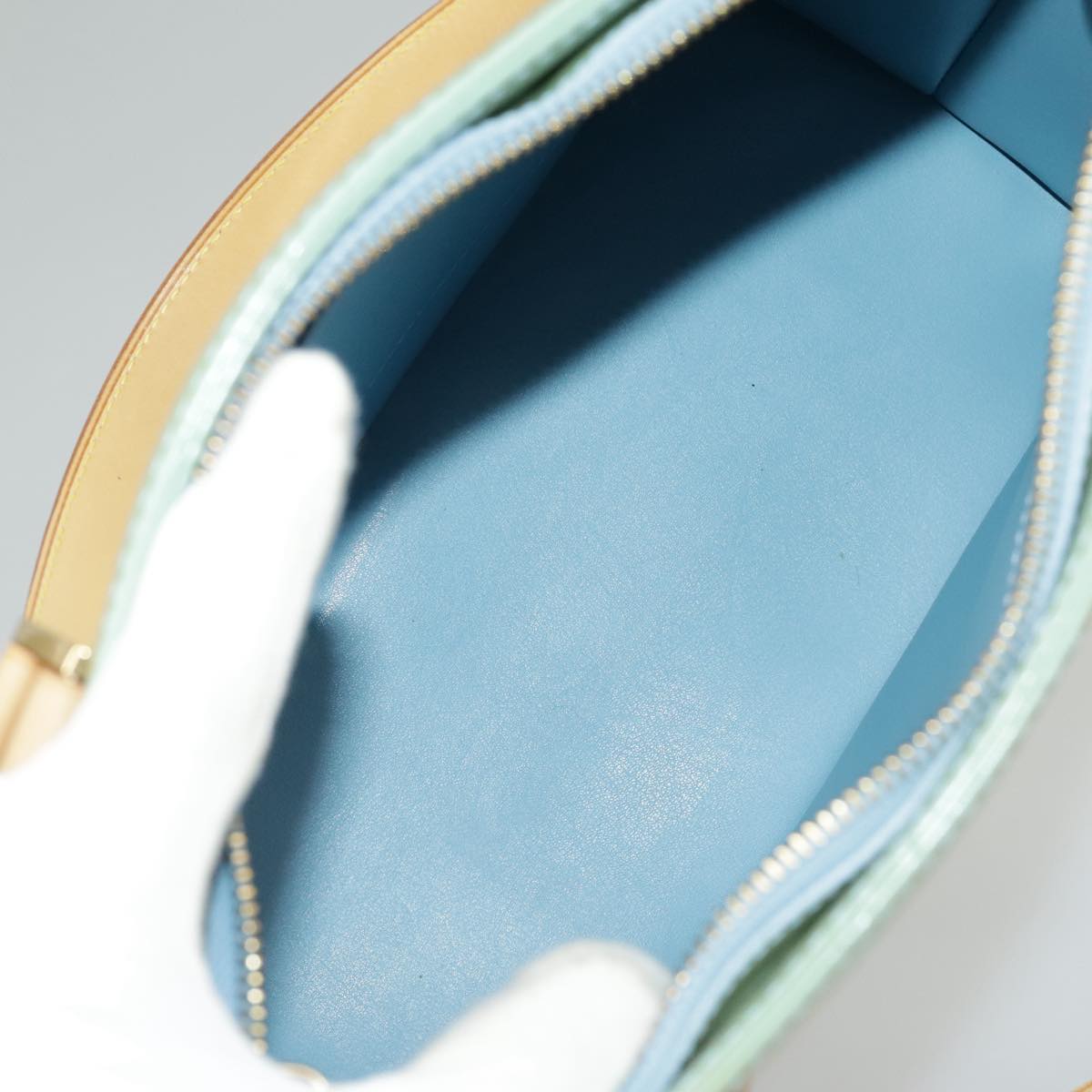 LOUIS VUITTON Monogram Vernis Houston Hand Bag Baby Blue M91005 LV 97842