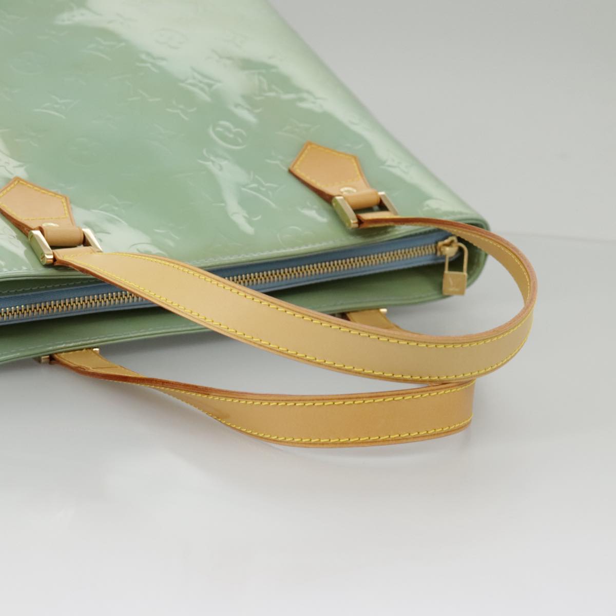 LOUIS VUITTON Monogram Vernis Houston Hand Bag Baby Blue M91005 LV 97842