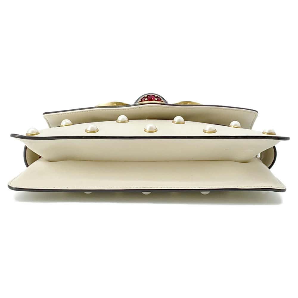 Luxury Gucci Trending 2025 Broadway ChainShoulder Bag White 453778 Leather Faux Pearl  Rhinestone