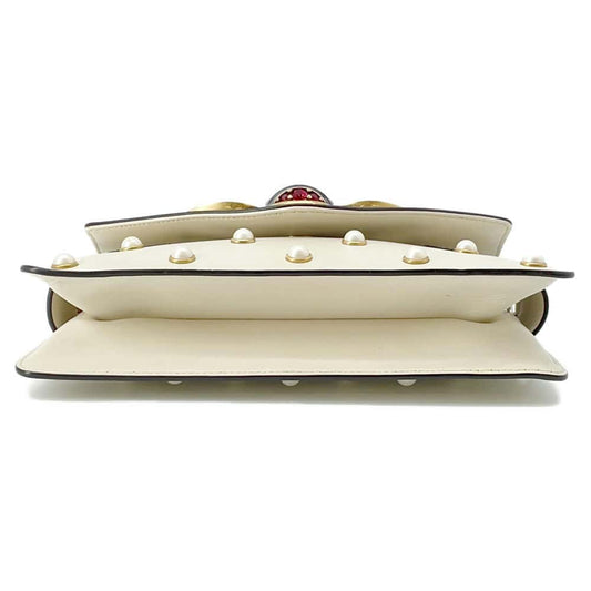 Luxury Gucci Trending 2025 Broadway ChainShoulder Bag White 453778 Leather Faux Pearl Rhinestone