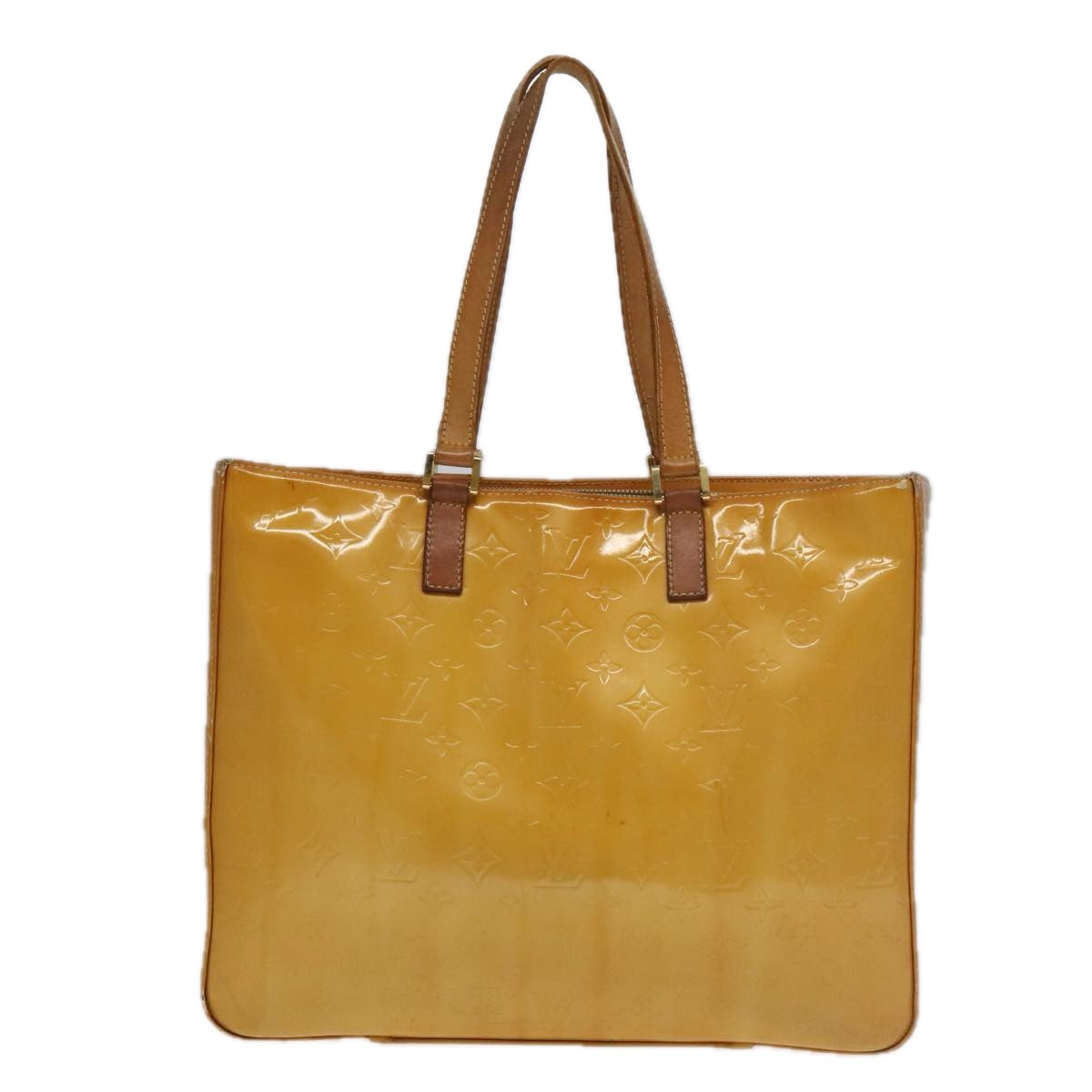 LOUIS VUITTON Monogram Vernis Columbus Tote Bag Beige M91023 LV 97981