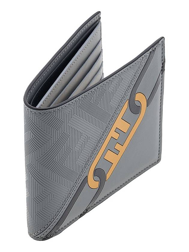 Luxury Fendi O'Lock Chain Print Half Wallet Gray