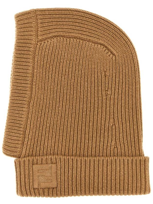 Luxury Fendi FF Logo Wool Balaclava Beige