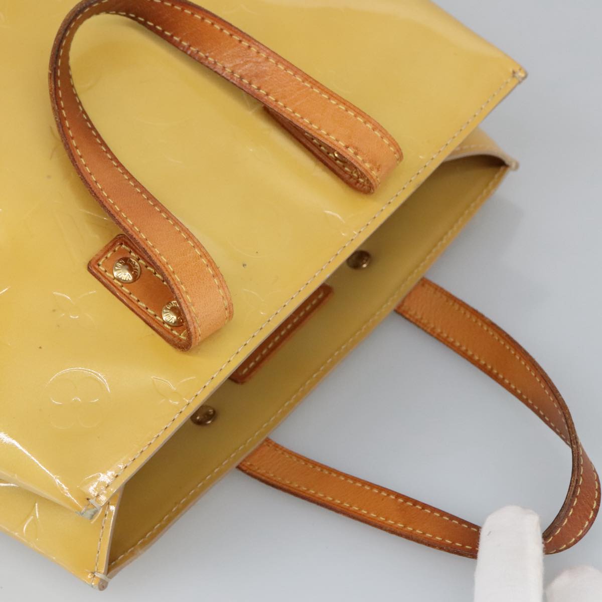 LOUIS VUITTON Monogram Vernis Reade PM Hand Bag Beige M91334 LV 98014