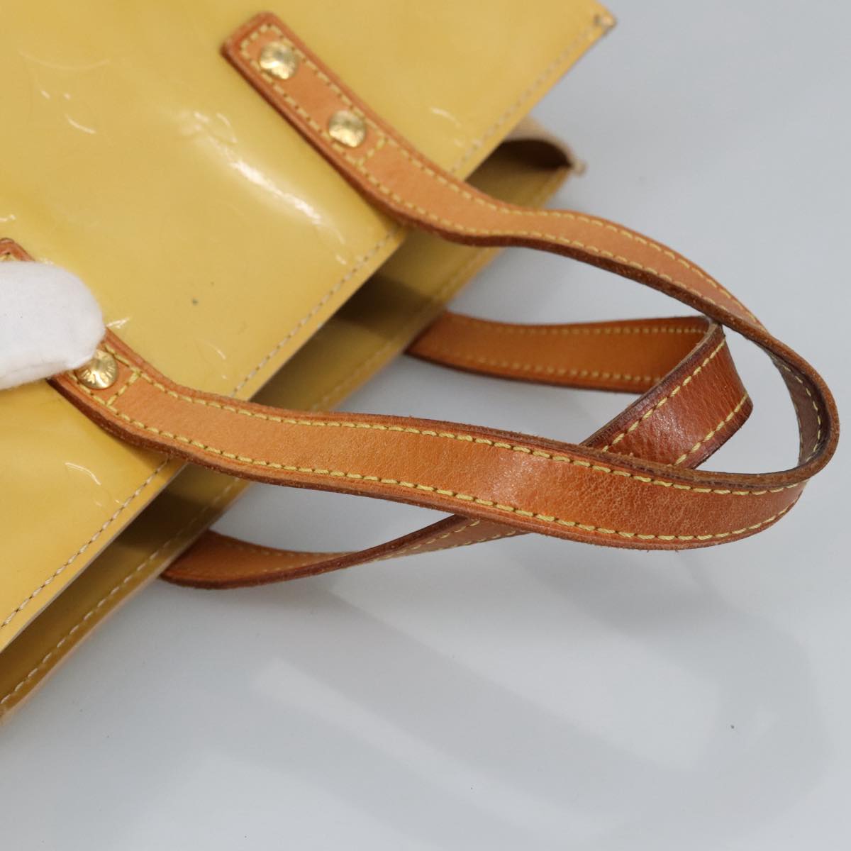 LOUIS VUITTON Monogram Vernis Reade PM Hand Bag Beige M91334 LV 98014