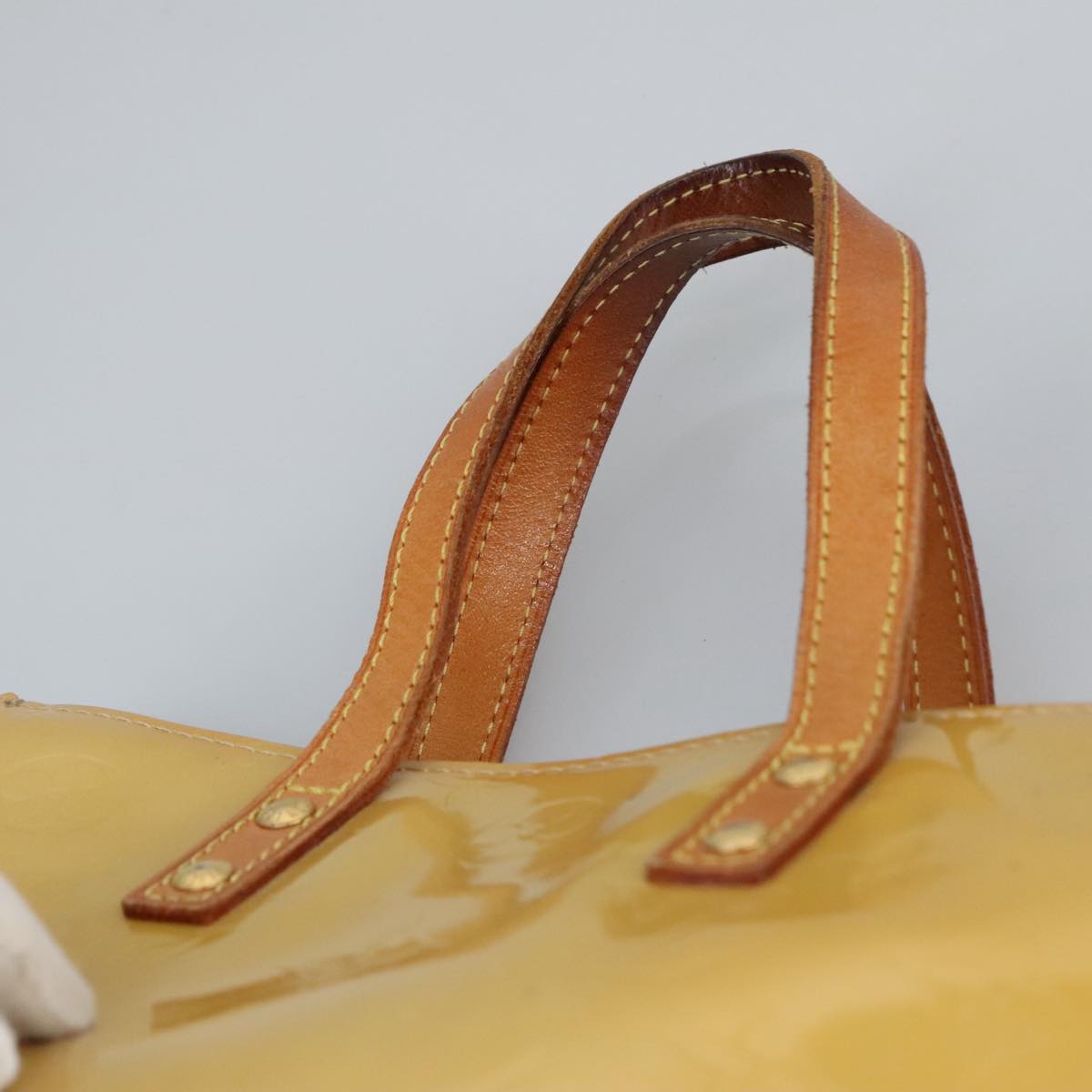 LOUIS VUITTON Monogram Vernis Reade PM Hand Bag Beige M91334 LV 98014