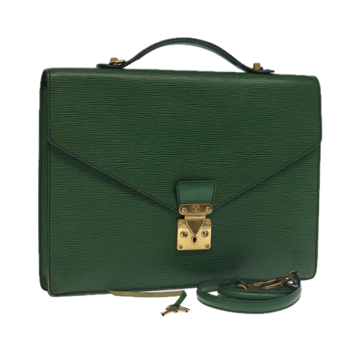LOUIS VUITTON Epi Porte Documents Bandouliere Briefcase Green M54464 98045