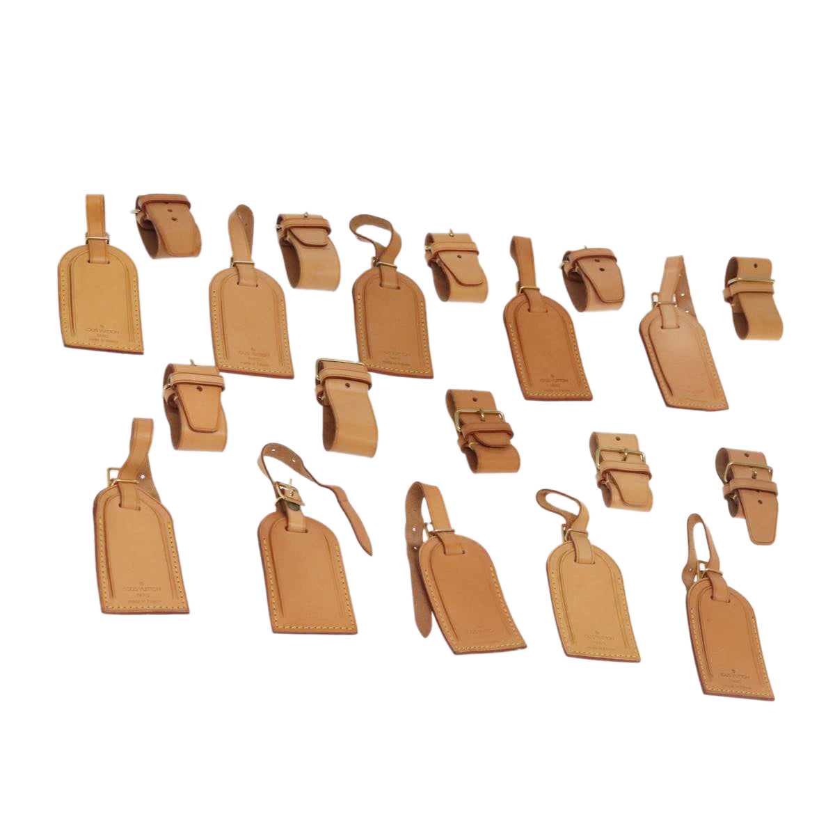 LOUIS VUITTON Powanie Name Tag Leather 10set Beige LV 98149