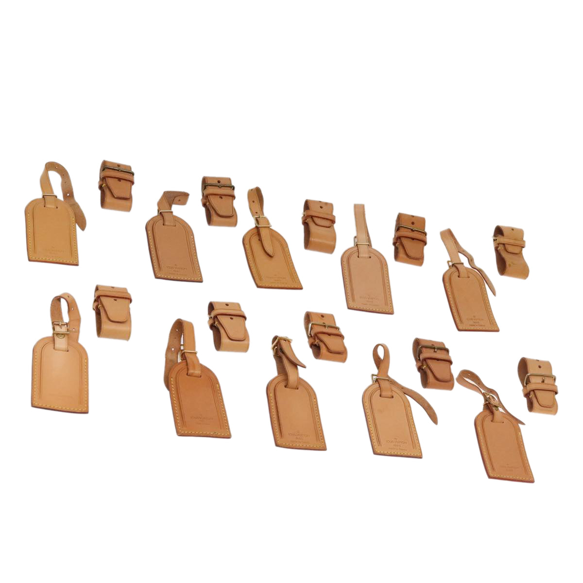 LOUIS VUITTON Powanie Name Tag Leather 10set Beige LV 98150
