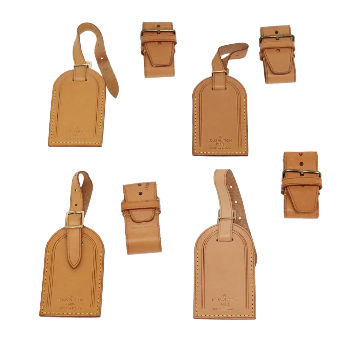 LOUIS VUITTON Powanie Name Tag Leather 10set Beige LV 98150