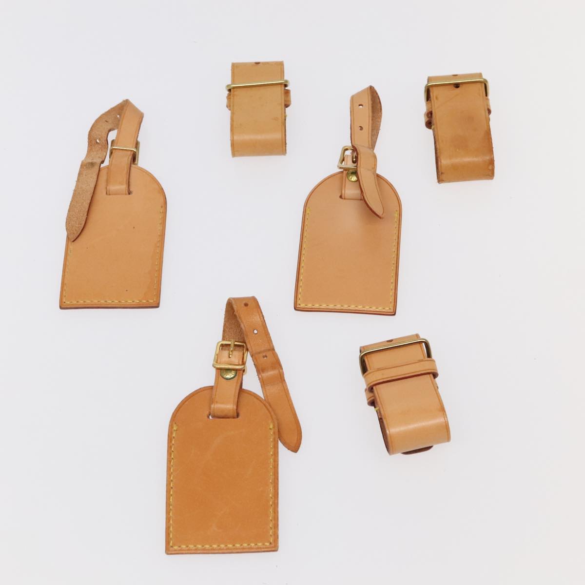 LOUIS VUITTON Powanie Name Tag Leather 10set Beige LV 98150