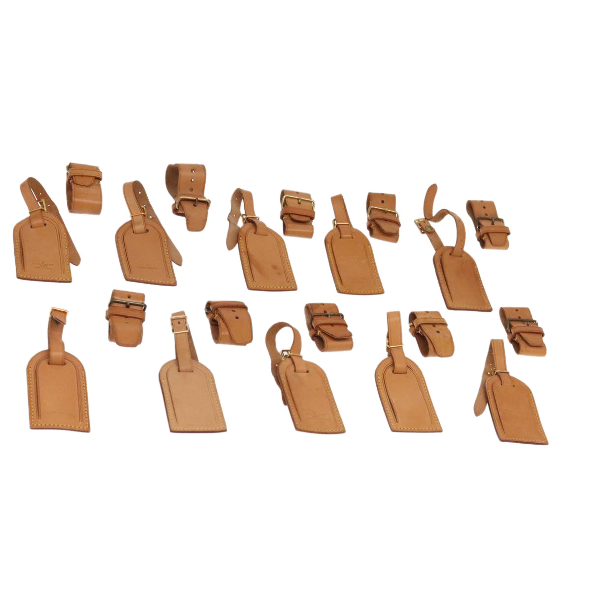 LOUIS VUITTON Powanie Name Tag Leather 10set Beige LV 98151