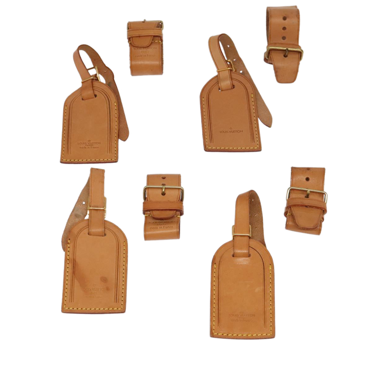 LOUIS VUITTON Powanie Name Tag Leather 10set Beige LV 98151