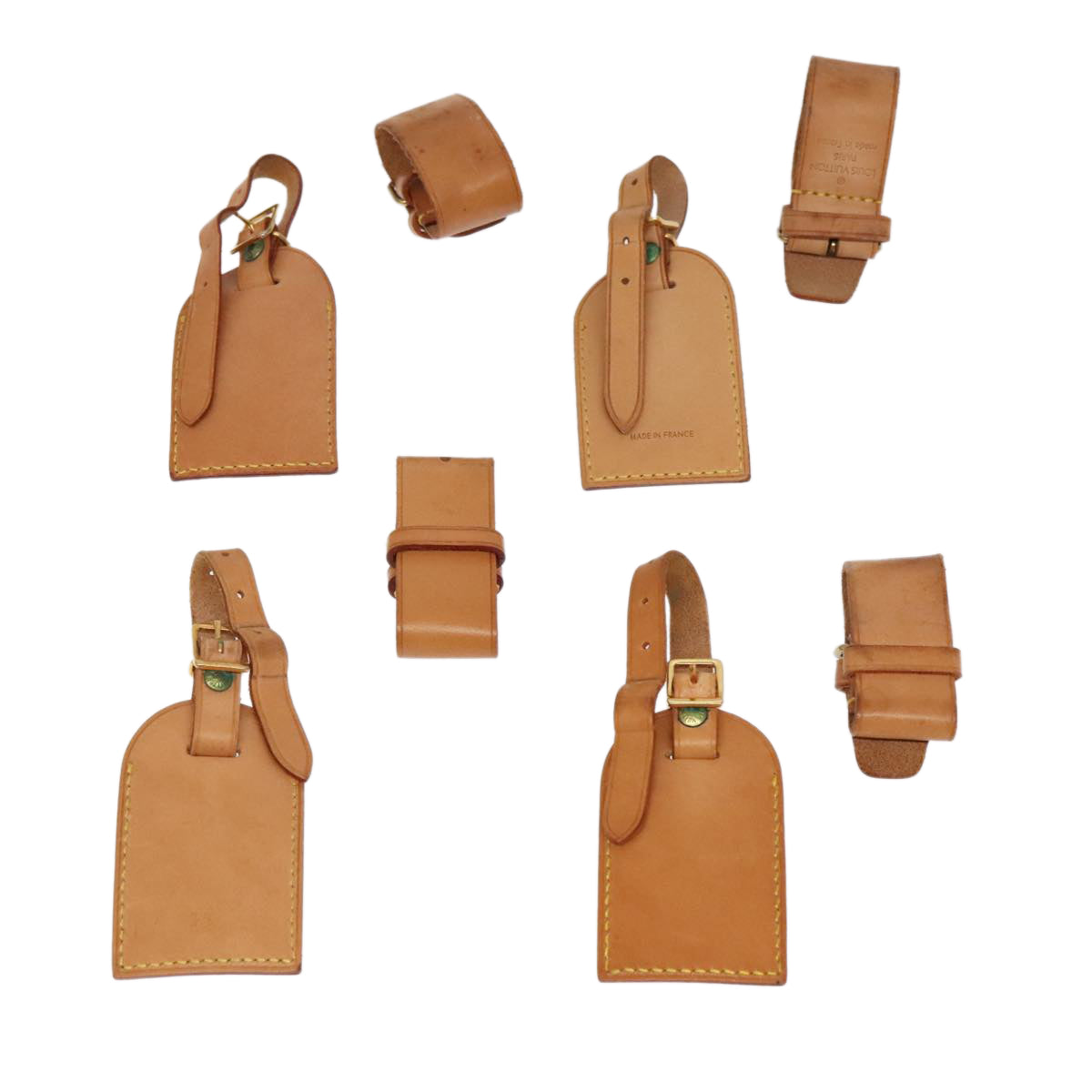 LOUIS VUITTON Powanie Name Tag Leather 10set Beige LV 98151