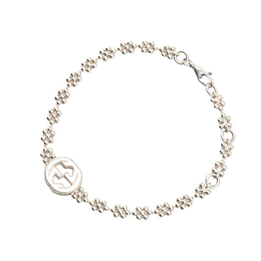 Gucci Silver Interlocking G Flower Bracelet