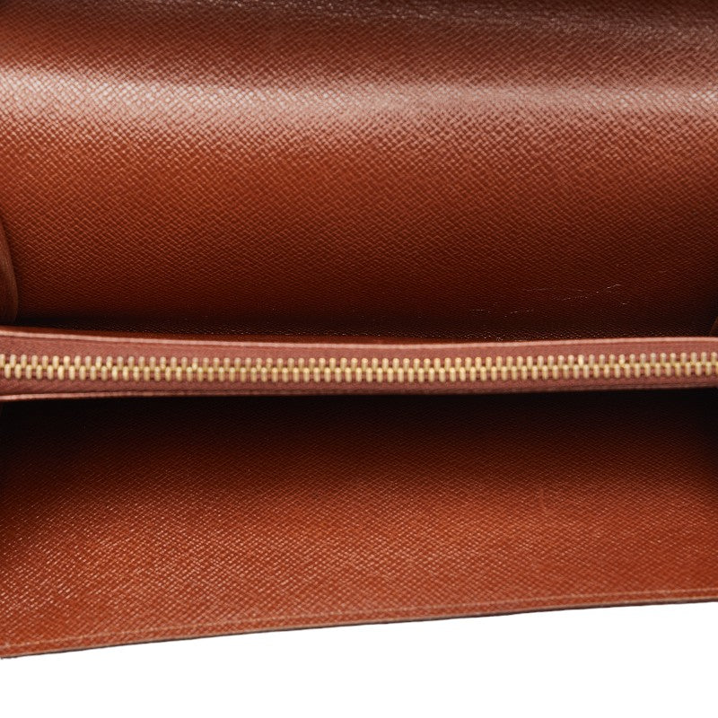 Louis Vuitton Monogram Pochette Porte Monet Credit Long Wallet M61725 Brown PVC Leather  Louis Vuitton