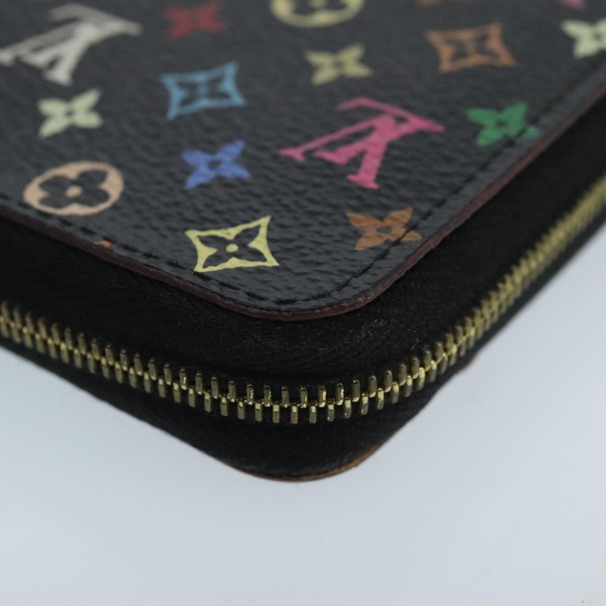 LOUIS VUITTON Monogram Multicolor Zippy Coin Purse  Black M93740 LV 98669