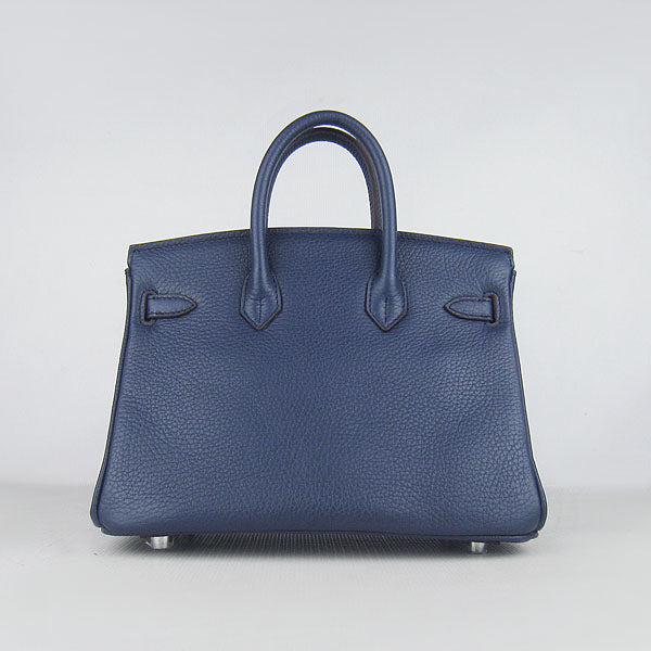 Luxury Hermes Birkin 25cm Handbag 6068 dark blue silver