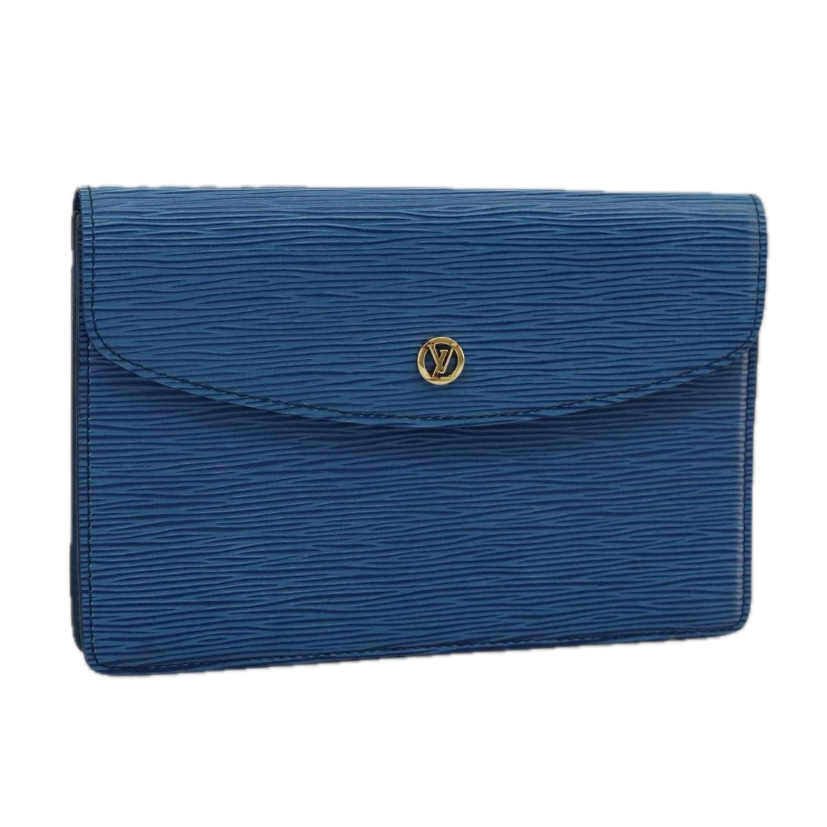 LOUIS VUITTON Epi Montaigne 23 Clutch Bag Blue M52665 LV 98876