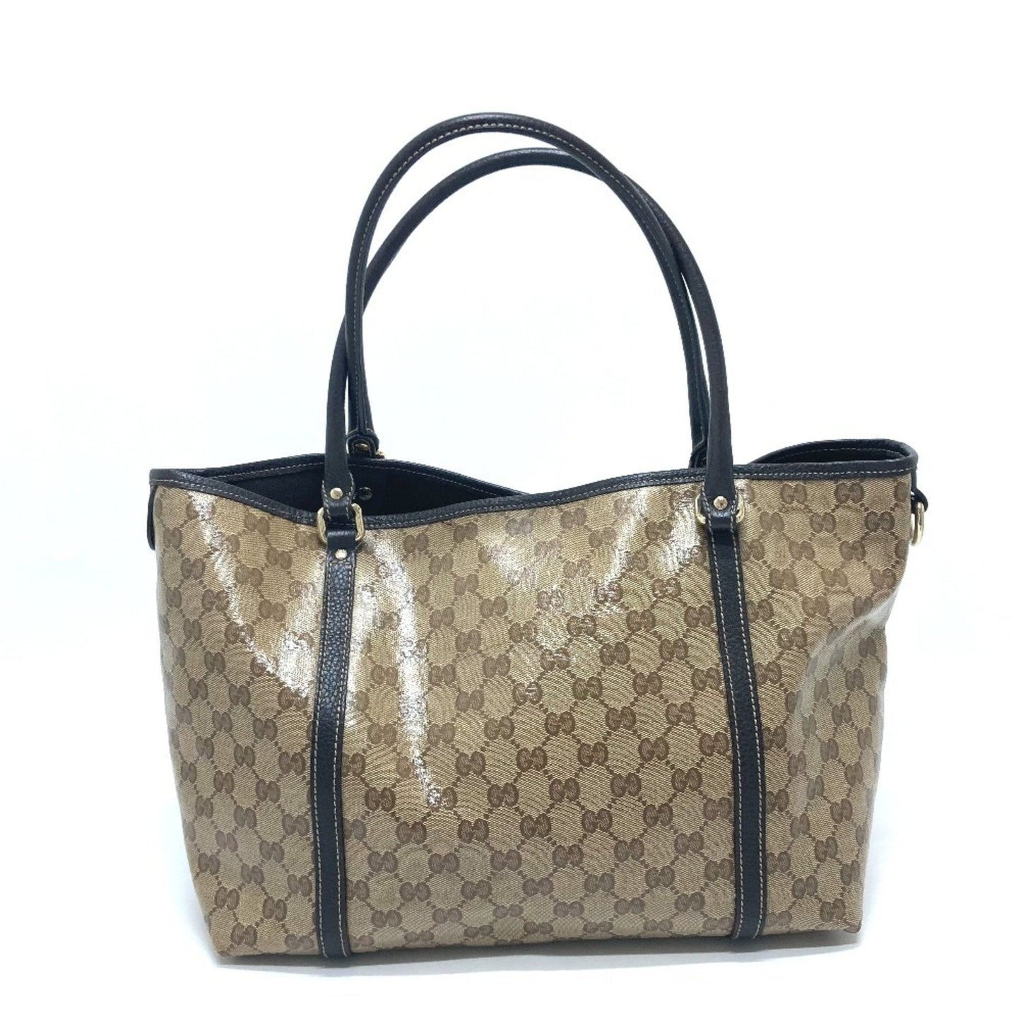 Gucci Gg Crystal   Leather Coated Canvas Handbag Tote Bag