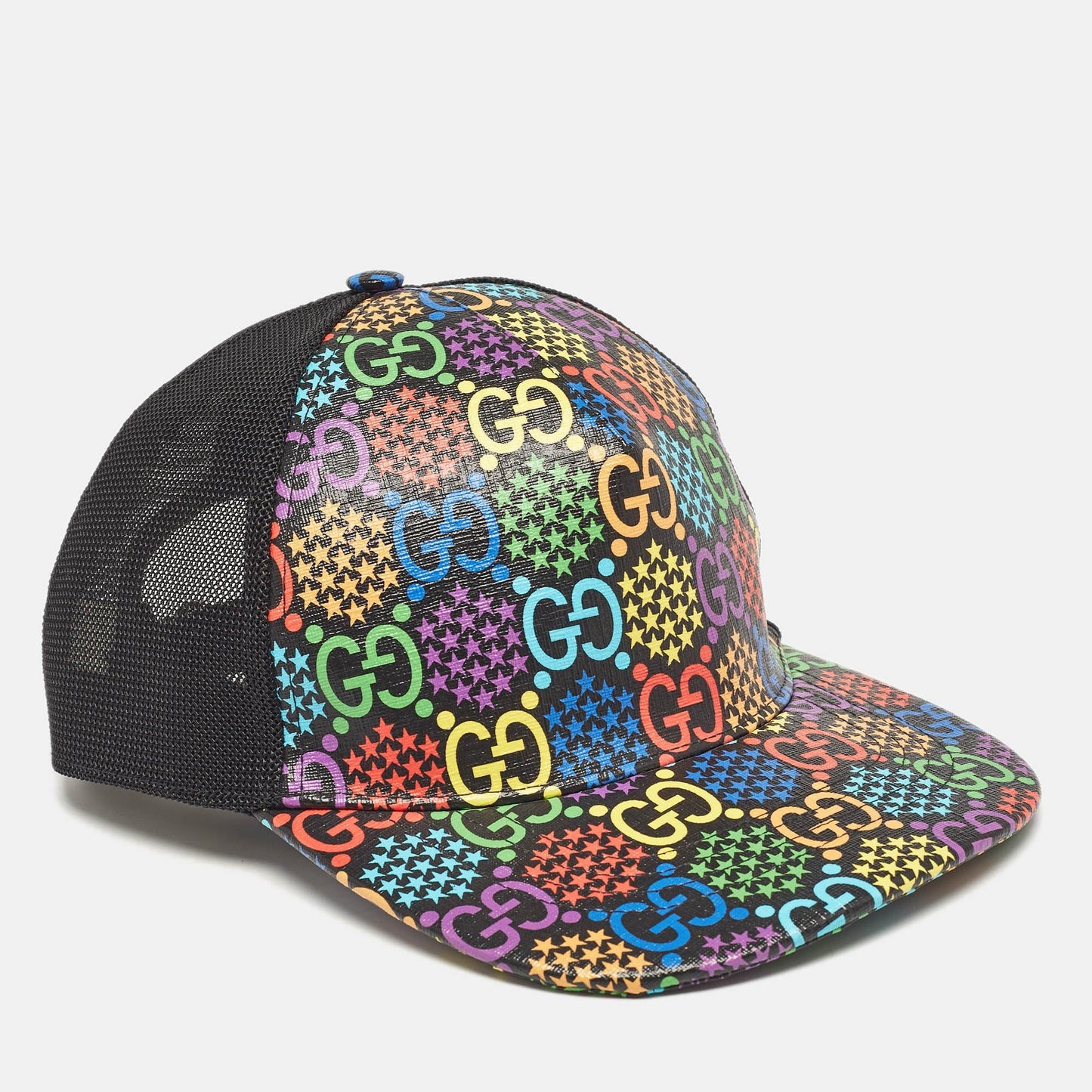 Luxury Gucci Trending 2025 Multicolor Psychedelic GG Coated Canvas and Mesh Baseball Cap XL