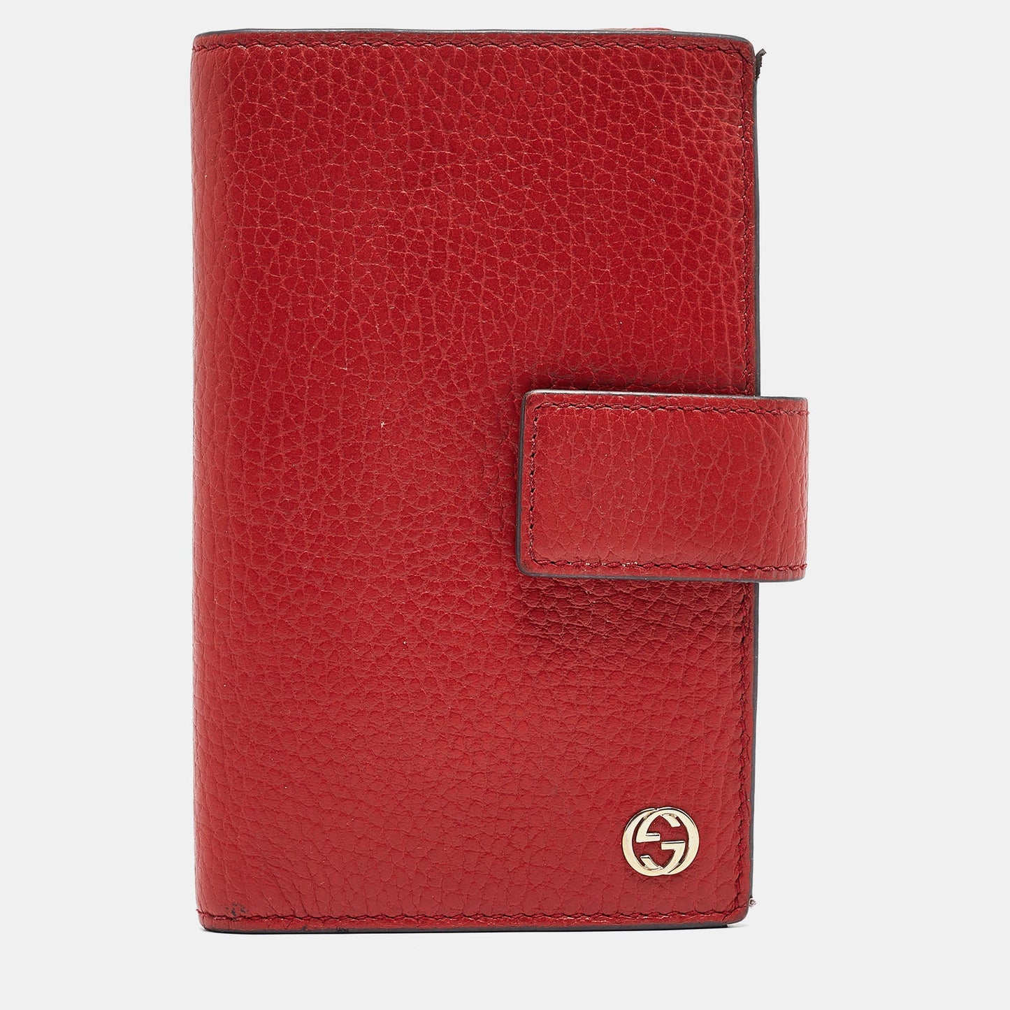 Luxury Gucci Trending 2025 Red Leather Interlocking G Trifold Wallet