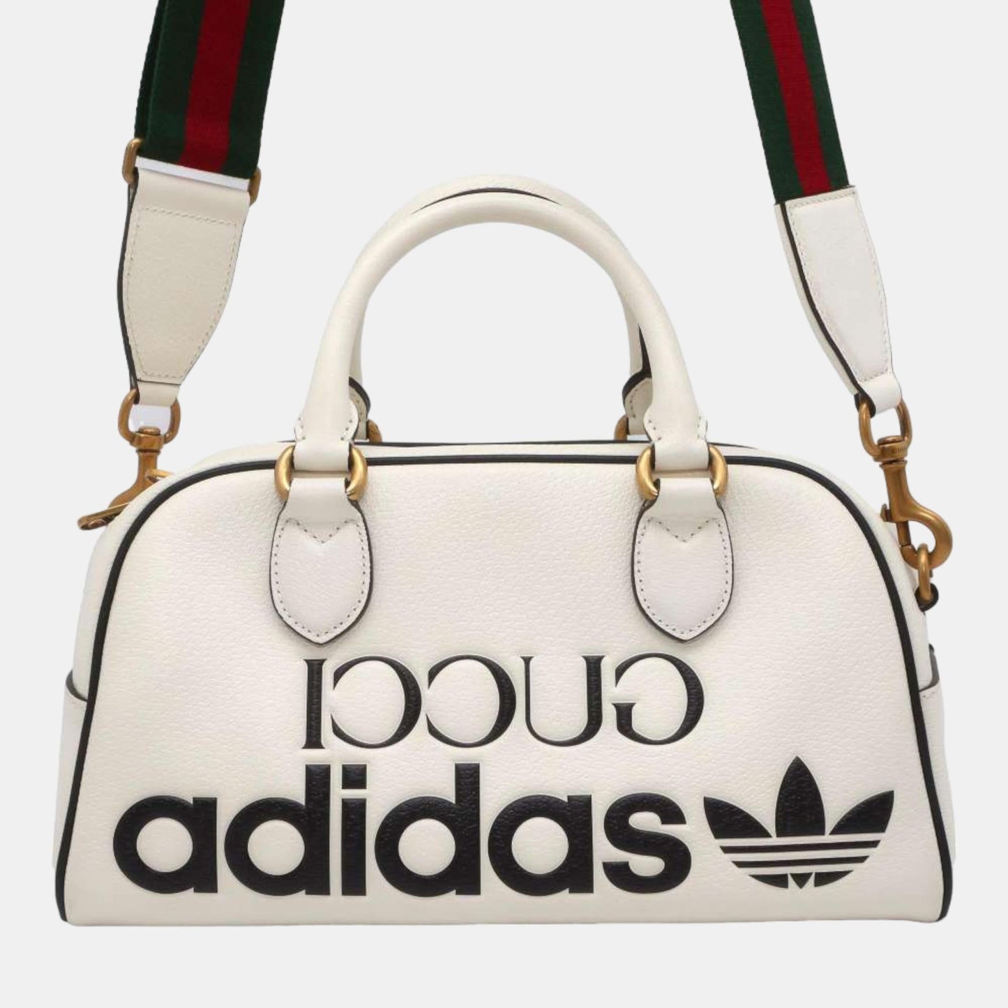 Luxury Gucci Trending 2025 x Adidas White Leather Mini Duffel Bag
