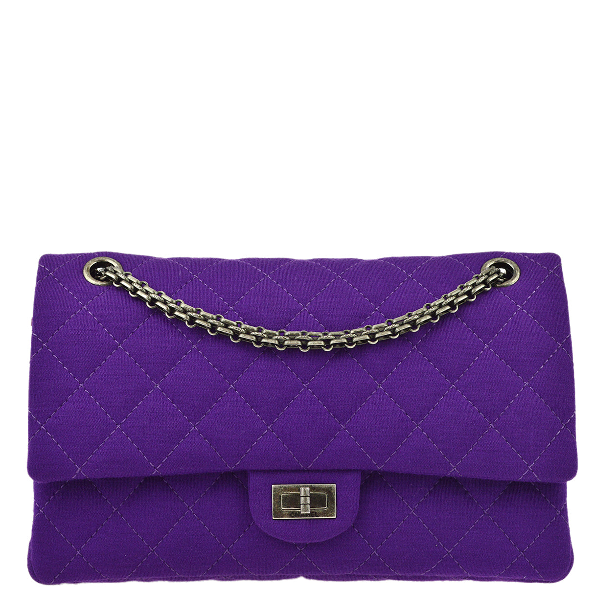 Chanel Purple Cotton 2.55 Classic Double Flap Shoulder Bag
