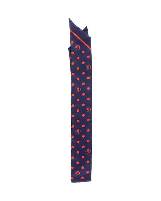 Luxury Gucci Trending 2025 Polka Dot Logo Neck Scarf in Navy Blue Silk