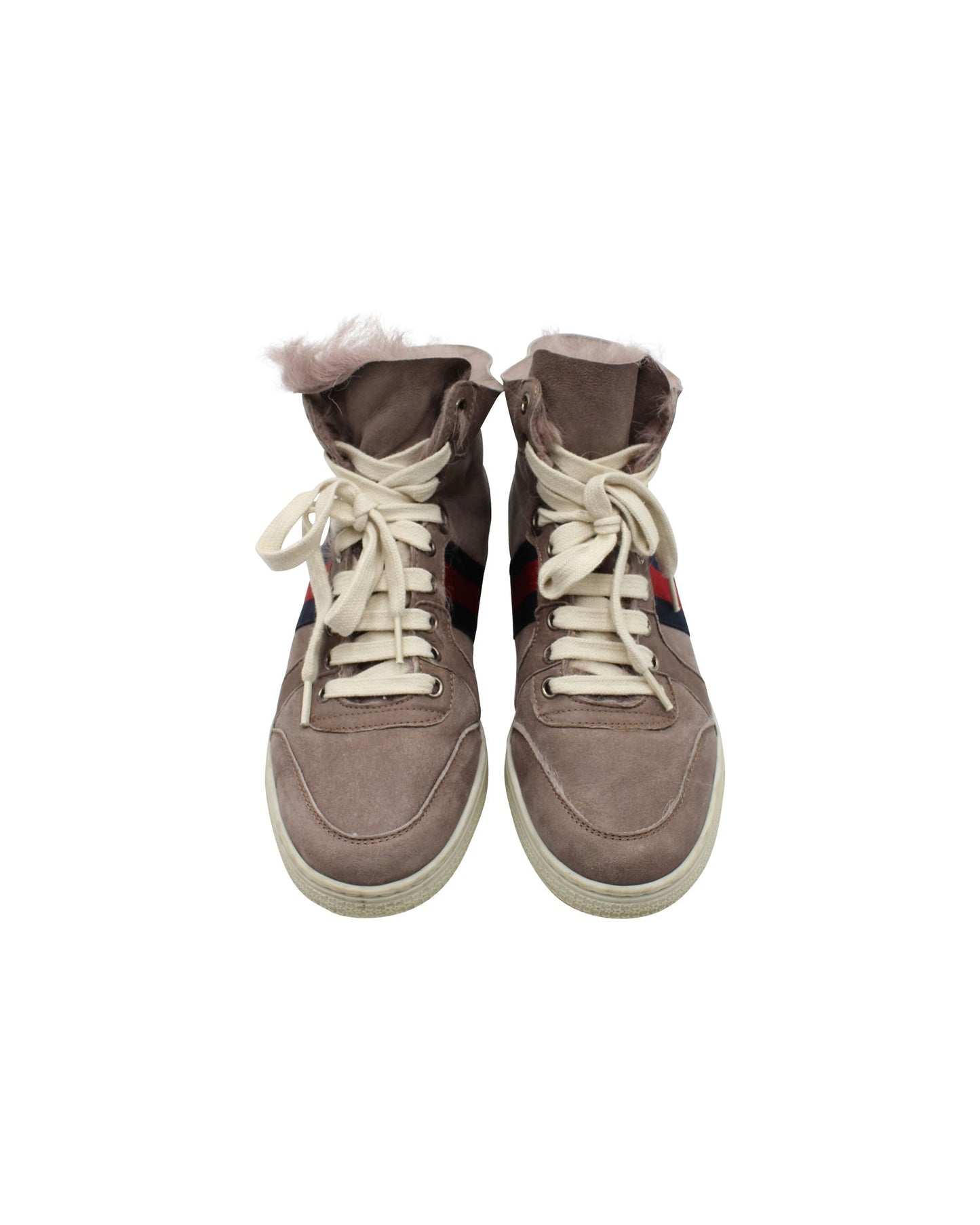 Luxury Gucci Trending 2025 High-Top Web Sneakers in Mauve Suede