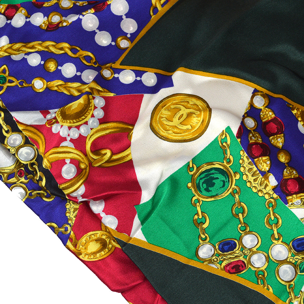 Luxury Chanel Big Scarf Green Silk