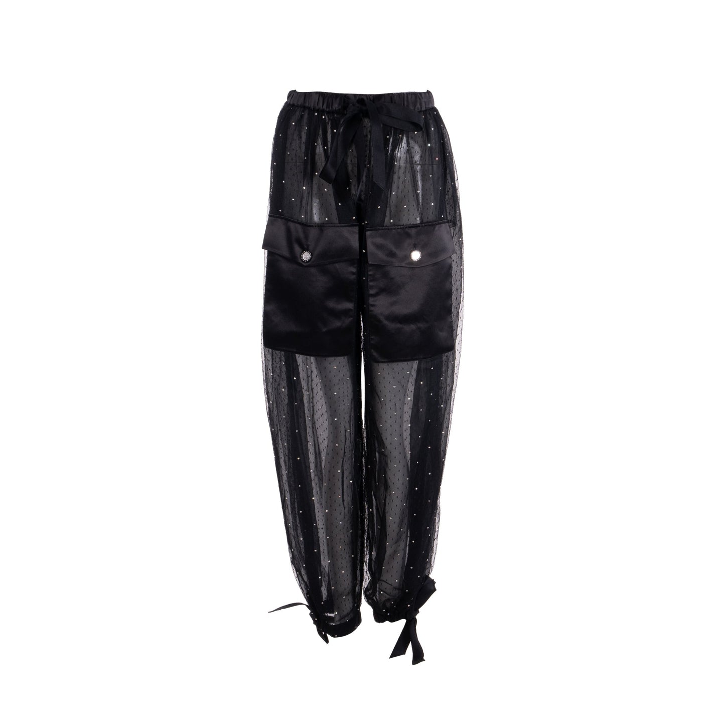 Chanel size 36 19C transparent pants polyamide/ silk black