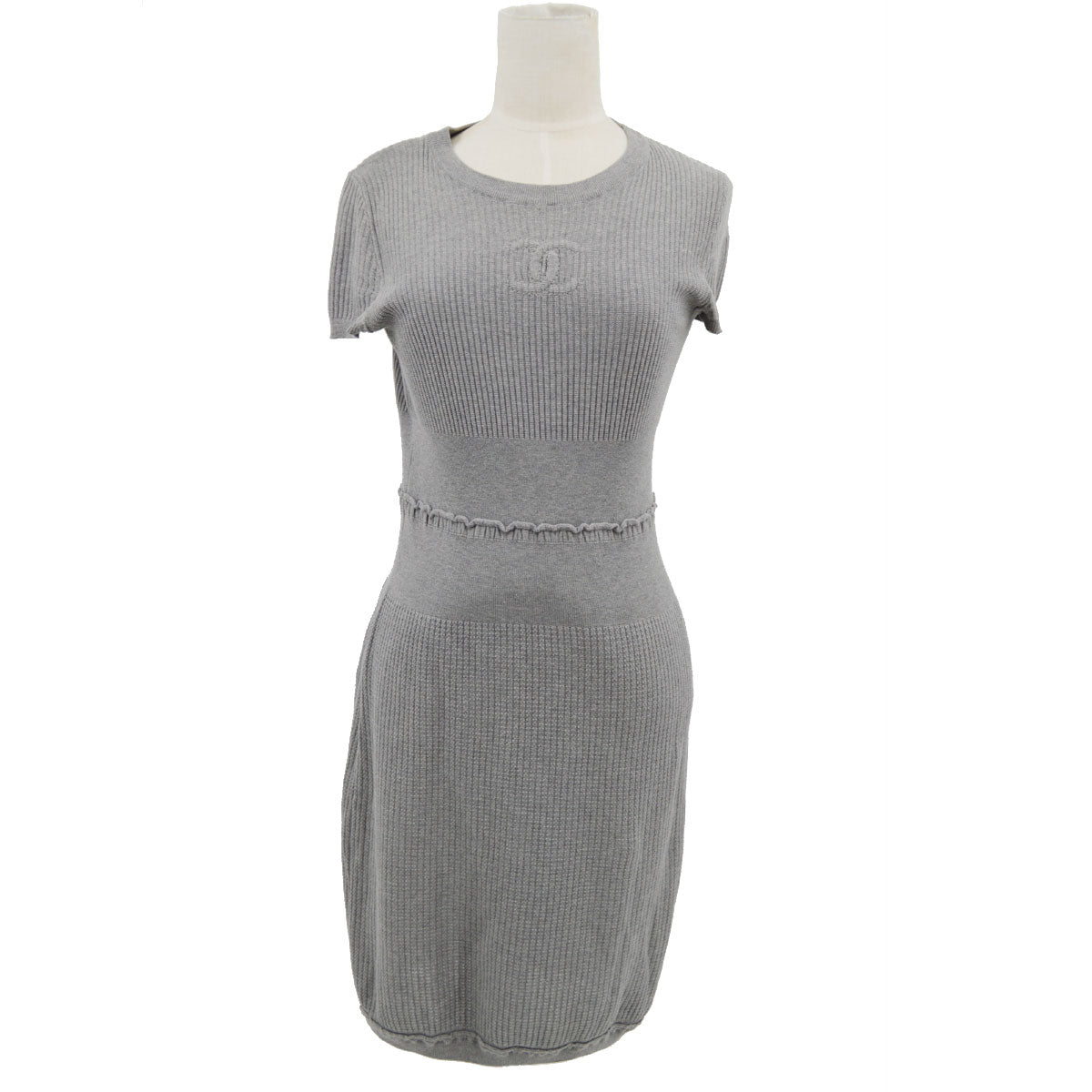 Luxury Chanel 2009 Spring CC stitch ribbed short-sleeved dress #36