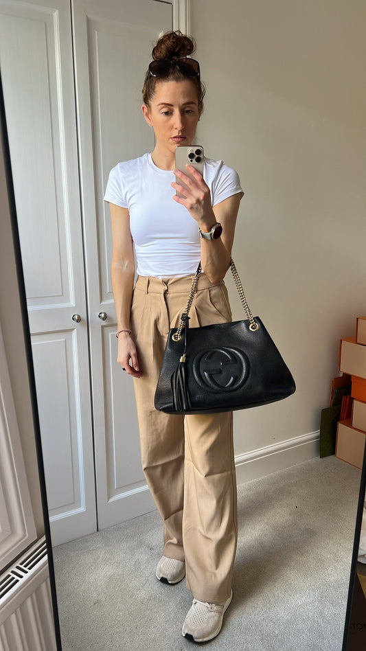 Luxury Gucci Trending 2025 Black Soho Chain Tote