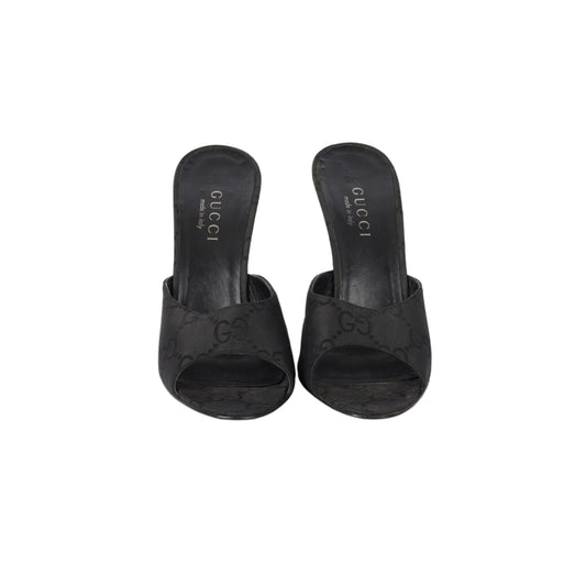 Luxury Gucci Trending 2025 Monogram Canvas Heel Sandals - '00s