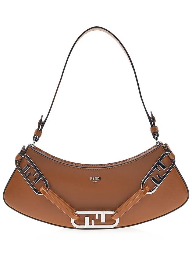 Luxury Fendi O Lock Swing Shoulder Bag Brown