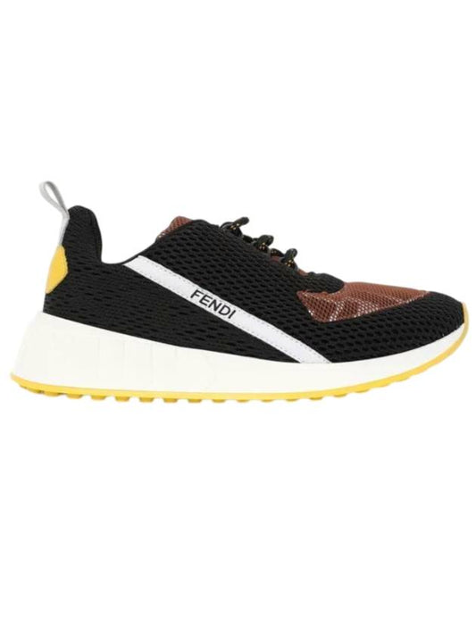 Luxury Fendi Kids Logo Mesh Low Top Sneakers Black