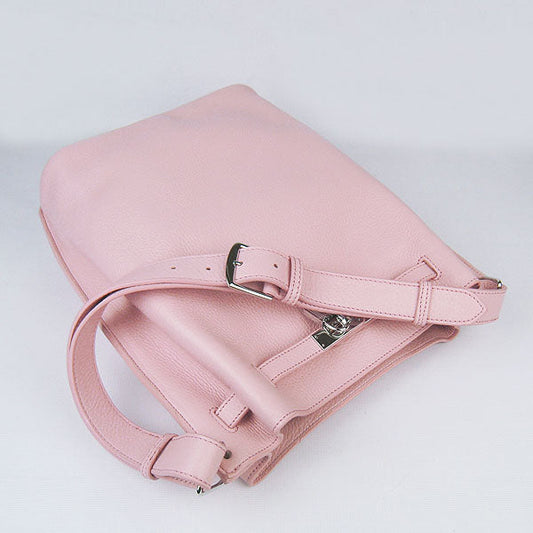 Luxury Hermes Nappa Leather Shoulder Bag H2804 pink Silver