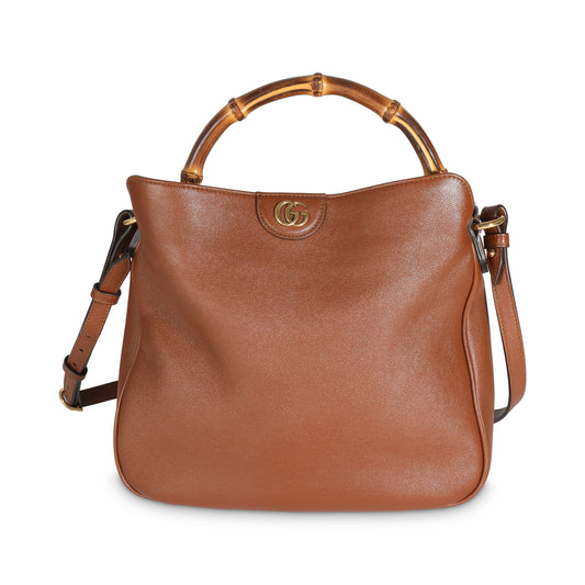 Luxury Gucci Trending 2025 Brown Calfskin Medium Diana Shoulder Bag