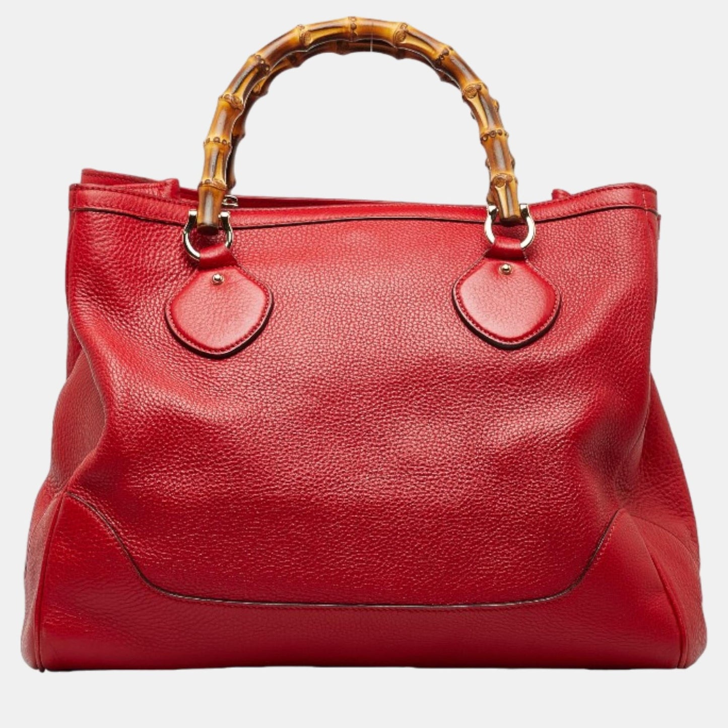 Luxury Gucci Trending 2025 Red Leather Medium Bamboo Diana Totes