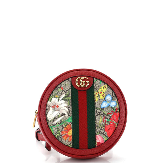Luxury Gucci Trending 2025 Ophidia Round Backpack Flora GG Coated Canvas Mini