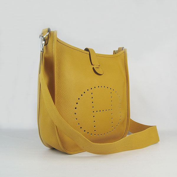 Luxury Hermes Evelyne I handbag H6309 yellow silver