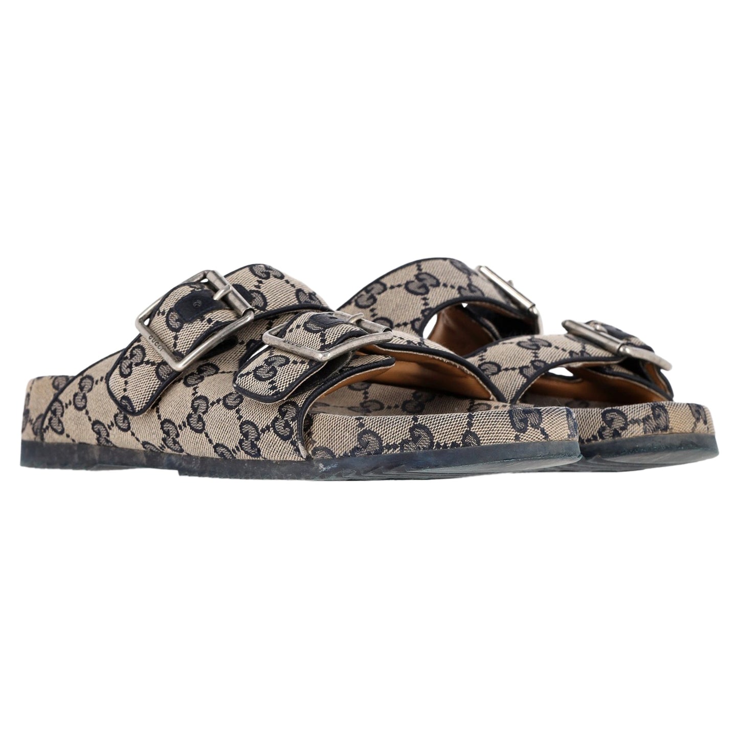 Luxury Gucci Trending 2025 GG Supreme Double-Strap Sandals In Beige Canvas