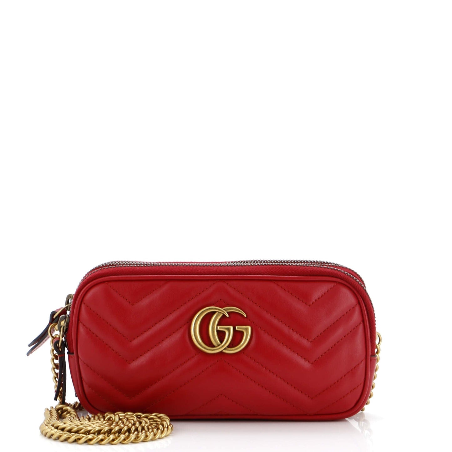 Luxury Gucci Trending 2025 GG Marmont Triple Zip Chain Bag Matelasse Leather Mini