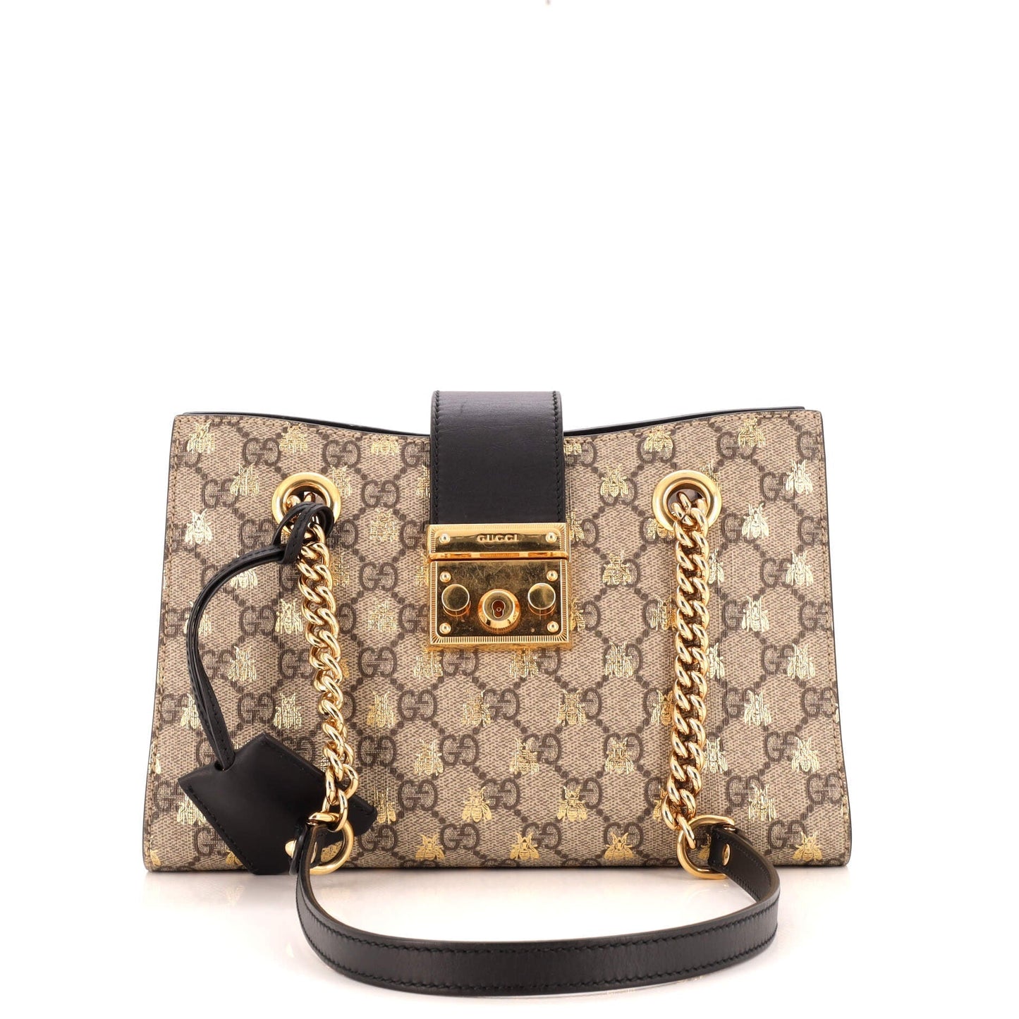 Luxury Gucci Trending 2025 Padlock Chain Tote Printed GG Coated Canvas Small