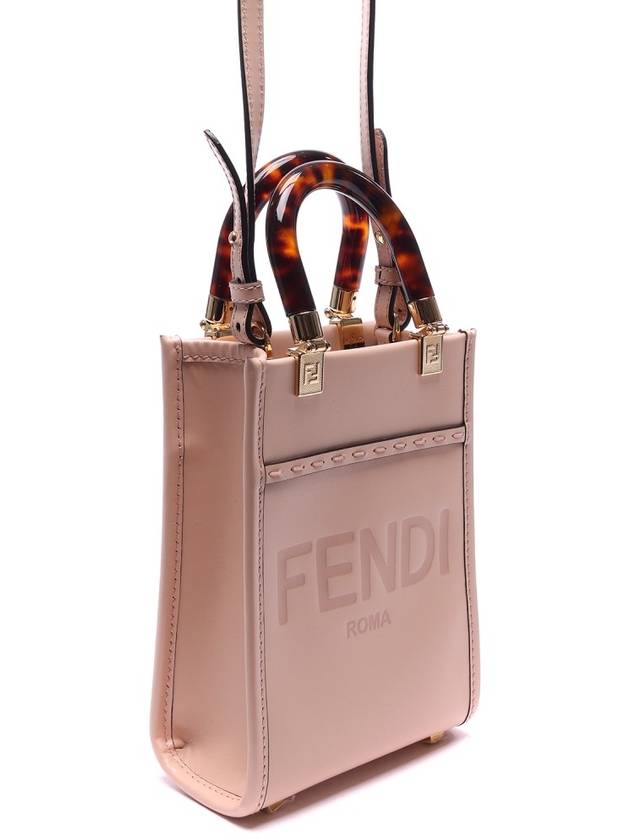 Luxury Fendi Sunshine Shopper Small Leather Tote Bag Pink